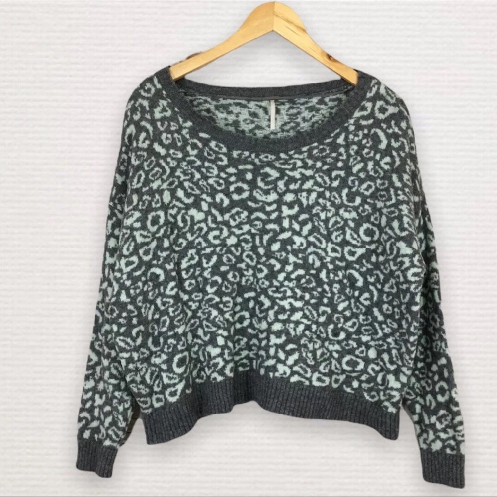 Woman's Free People Small Cool Cat Leopard Printed Cropped Sweater Multi